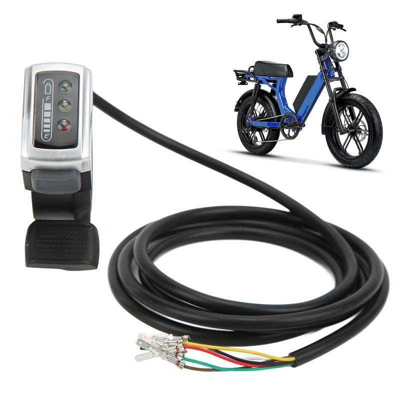 6 Wire Thumb Throttle with ON/OFF Switch Battery Indicator 22mm