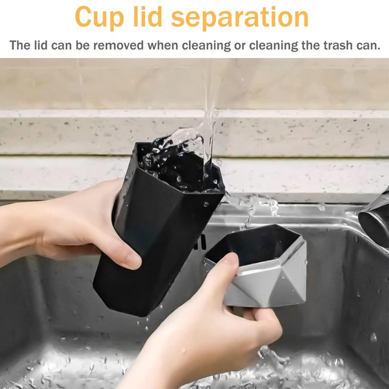 OBLLAR Car Trash Can with Lid,Diamond Design Small Automatic Portable