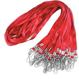 50 Pack Red Lanyards Swivel Hook Flat Neck Lanyard with Id Holder