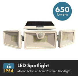 Nitelighter Outdoor Solar Powered Flood Lights with Motion Sensor, LED Security Spotlights, 3 Adjustable Heads, 270°Angle, IP65 Waterproof, 3-Mode Outside Wireless Floodlights, White, Large, 2 Pack
