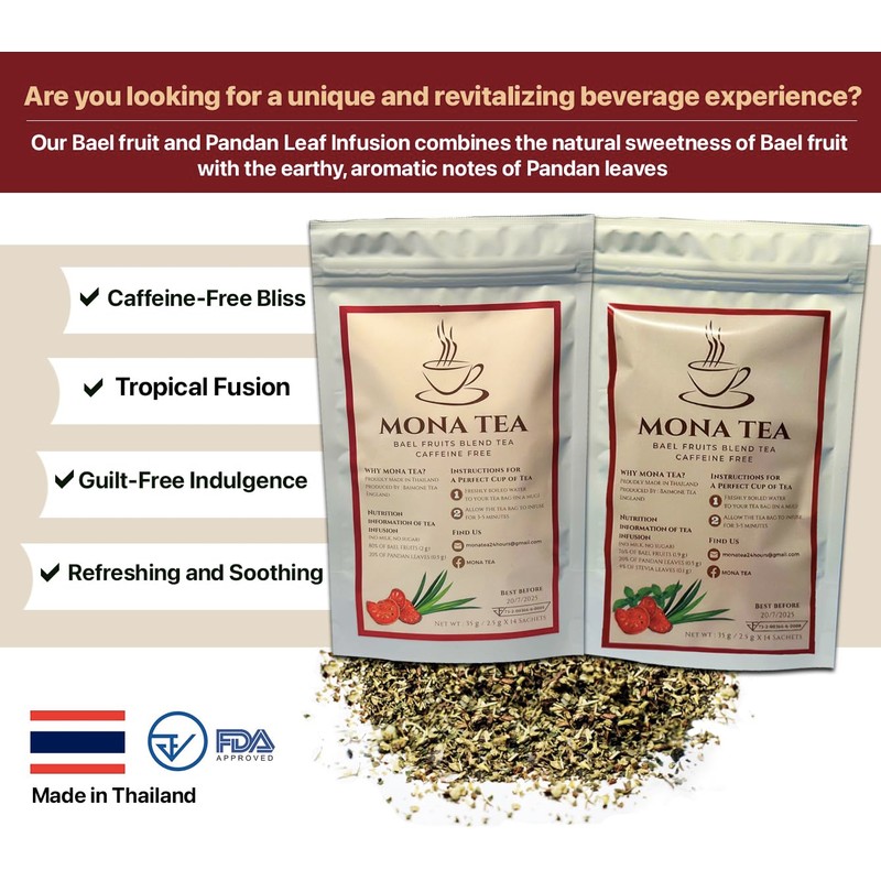 Caffeine Free Tea - Bael Fruit and herbal Pandan Leaf