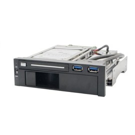 Syba SY-MRA55006 5.25" Bay Tray Less Mobile Rack for 3.5" and 2.5" Sata III HDD with Extra 2 Port USB 3.0, Black/White