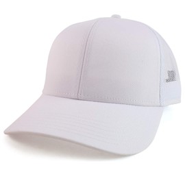 Armycrew XXL Oversize High Crown Adjustable Plain Mesh Back Trucker Baseball Cap - White
