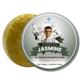 Areton Shampoo Solid - Dries Itchy Scalp, Repairs Damaged Hair, Moisturises the Scalp, SLS Free Solid Organic Shampoo 60g (Jasmine)