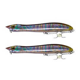 FISHZONE - 2 x KONICHI BASS DUDES Surface Hard Lures - 10cm / 9.5g - Specialist Distance Bass Lure - Two Marine VMC Treble Hooks Rear Mounted Rattle For Bass & Predatory Fishing (Petrol)