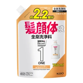 Men's Biore One All-in-One Full Body Washer, Smooth Hair Type, Refill, 25.4 fl oz (750 ml)