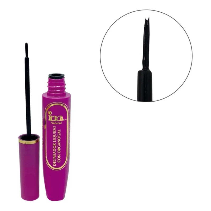 Delineador Fino Liquido Rosa Con Organogal 8g Im Natural Negro
