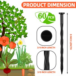 60 Count Plastic Landscape Edging Anchoring Stakes 8-Inch Garden Lawn Yard Landscaping Spikes for Paver Edging, Weed Barrier, Tent, Artificial Turf & More