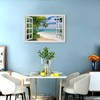 Woxfcart Beach Picture Canvas Wall Art Fake Open Window Ocean