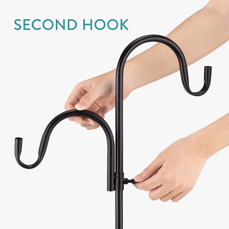 Navaris Shepherds Hooks for Outdoor - Hanging Bird Feeder Plant