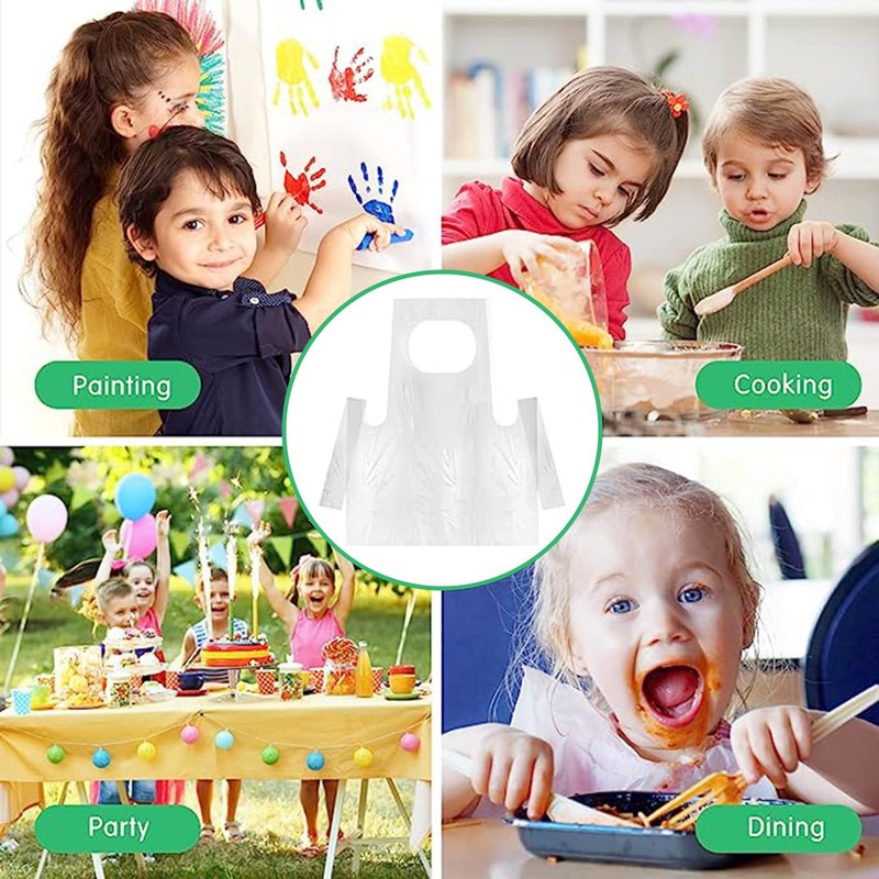 Disposable Aprons for Kids 100PCS - Plastic Aprons Small Clear