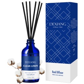 Navy Blue Reed Diffuser Set, 3.72 Oz (110ml) Scent Diffuser, Comes with 6 Diffuser Sticks,Clean Linen Home Fragrance Bathroom Accessories& Home Decor