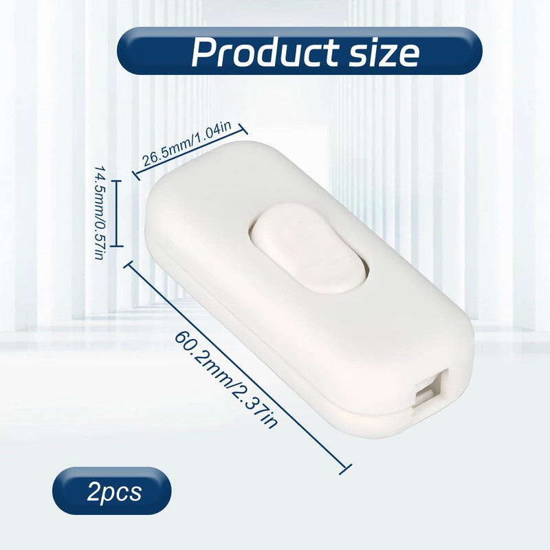 2Pcs Inline Switch, Durable 250V Lamp Switchs, 6A in Line