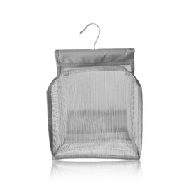 Peg Bag for Washing Line with Hanger,Foldable Pegs Basket,Portable Clothespin Storage Bag Hooks,Bath Organiser Baskets,Hanging Mesh Shower Caddy,for College Dorm Rooms,Gym,Swimming and Travel (Gray)