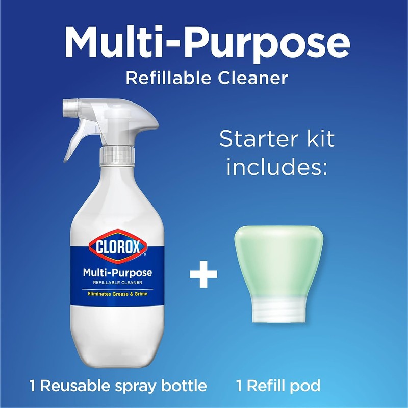 Clorox Clorox Multipurpose Degreaser Cleaner Refillable Starter Kit, Crisp Lemon