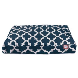 Navy Trellis Small Rectangle Indoor Outdoor Pet Dog Bed With Removable Washable Cover By Majestic Pet Products