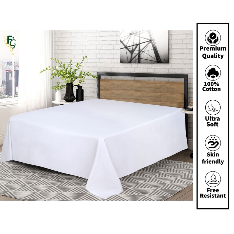 Funky Gadgets Flat Sheets Double 100% Egyptian Cotton Bed Sheet