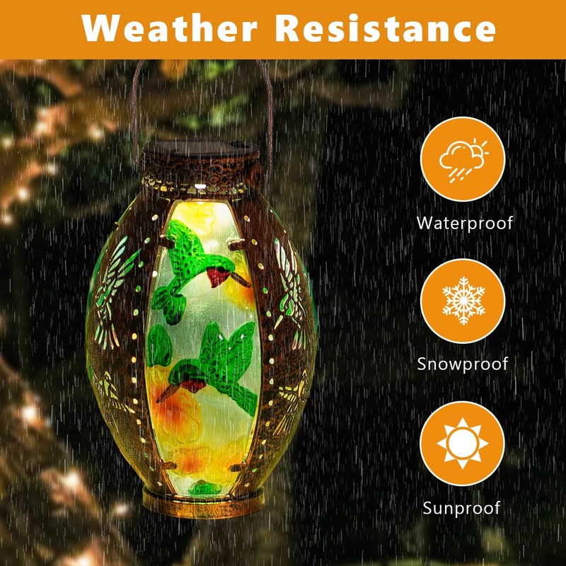 VEWOGARDEN Hummingbird Solar Lantern Hanging Solar Lanterns Outdoor Waterproof Decorative