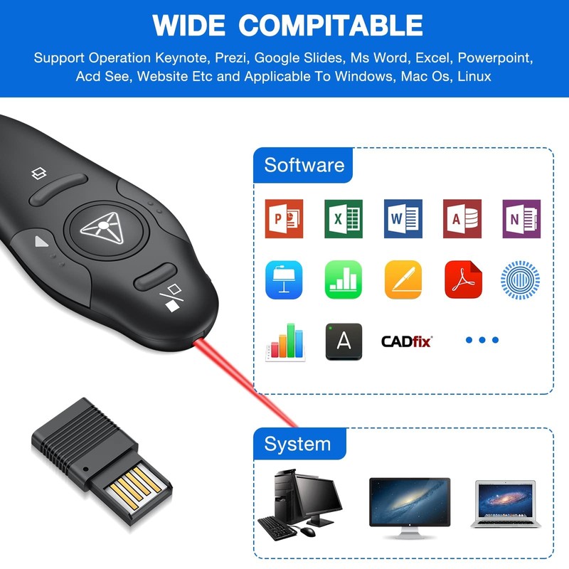 Clicker for Powerpoint Presentation Clicker with Pointer Wireless Presenter Clicker