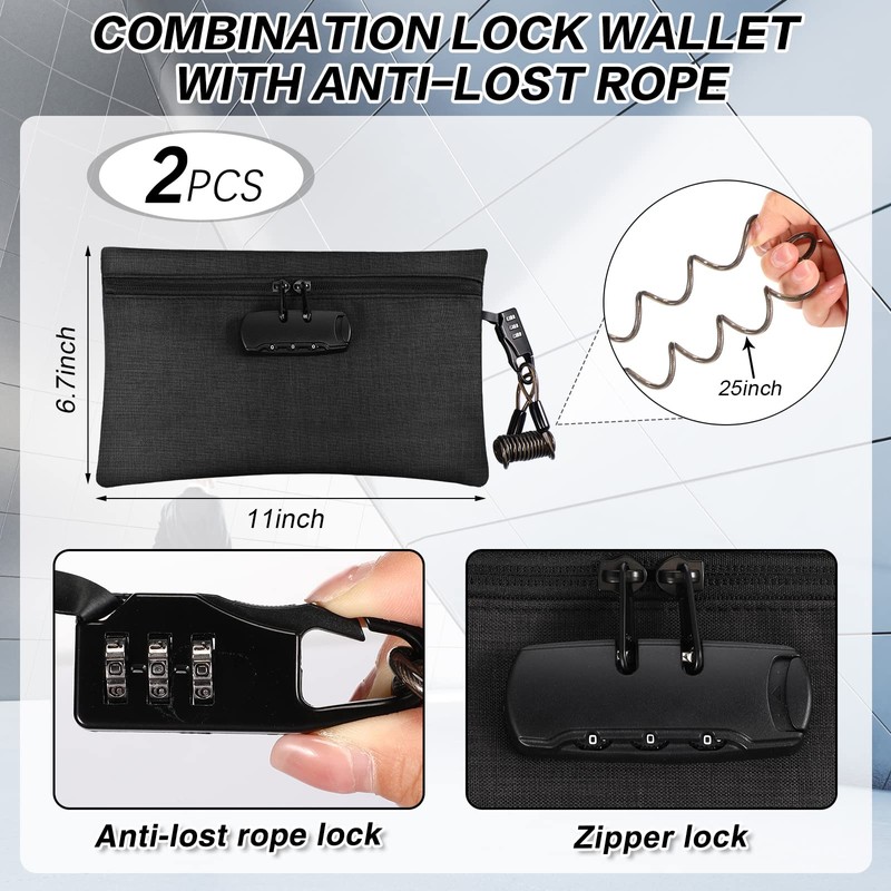 Sanwuta 2 Pack Money Bag with Lock Small Locking Bag