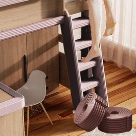 Vakerga Bunk Bed Ladder Pads,Self-Adhesive Bunk Bed Ladder Cover Foam Padding,Traction Treads for Stair Steps,Soft Extra-Wide Edge Protector,Furniture 6.5 Ft Brown