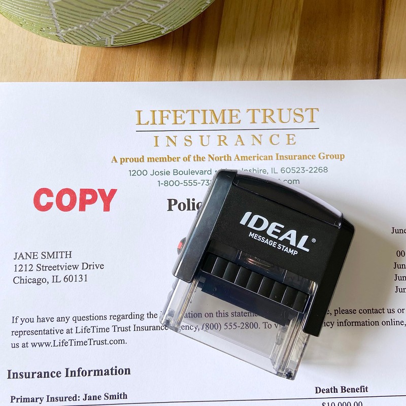 IDEAL Self Inking Stamp – Copy – Red Ink, Impression