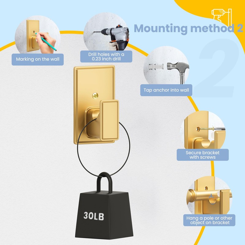 TKZTKZ No Drilling Curtain Rod Brackets:Self Adhesive Curtain Rod Holders