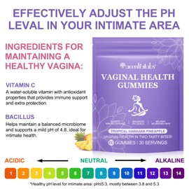 Feminine Balance Gummies, Women's Balance Gummies with Vitamin C, Hawaiian Pineapple Flavour, Pack of 60, for pH and Immunity Support, Vegan and Gluten Free