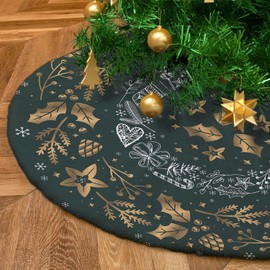 Christmas Tree Skirt Under Christmas Tree Large 120 cm Diameter Round White Plush Christmas Decoration Christmas Tree Blanket Pad with Velcro Fastener Model Christmas Branches [165]