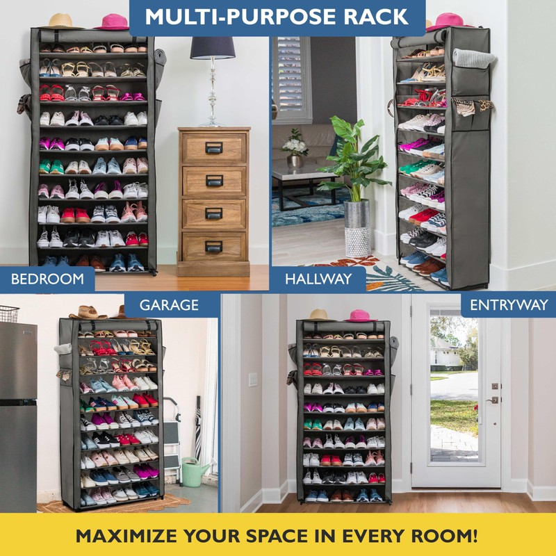 Sundaze Shoe Rack with Cover - 10 Tier Shoe Rack