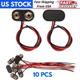 Unbranded 10pcs 9 Volt 9V Battery Buckle Connector Snap Clip Lead Holder T Type Clip Wire