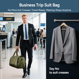 Convertible Garment Bag 2-in-1 Carry On Garment Duffle Weekender 45L with Extended Shoe Compartment, Waterproof Nylon, Hanging Hook for Travel Business Men, Army Green