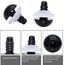 ARTCXC 50Pcs 18mm/0.71inch Black Solid Plastic Safety Eyes Craft Eyes with Washers for Doll, Puppet, Plush Animal DIY Making