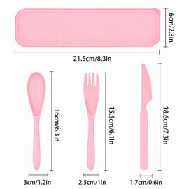 Travel Utensil Set with Case, 2 Sets Reusable Spoon Chopstick Forks Tableware, Portable Cutlery Travel Picnic Camping or Daily Use ((Blue & Pink))