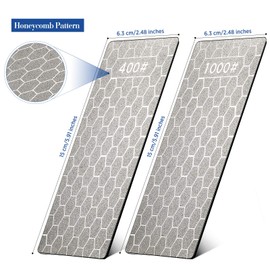 2 Pieces Diamond Sharpening Stone Grit Diamond Plate Honing Stone Honeycomb Surface Sharpener Stone for Sharpening Dull, Blunt or Tired Edges, 5.9 x 2.48 Inches (400 Grit, 1000 Grit)