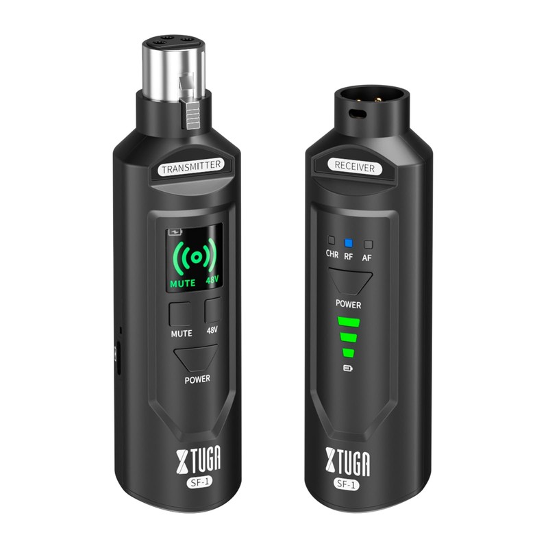 XTUGA Sistema de Micrófono Inalámbrico 2,4 GHz, Transmisor y Receptor