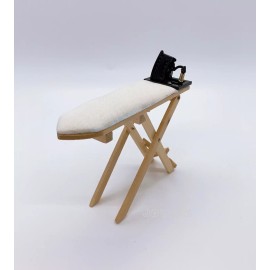 Unbranded 1:12 Miniature Dollhouse Victorian Wooden Ironing Board & Iron Cloth Heat Press
