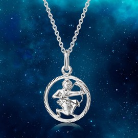 Xaana AMZ0524 Sagittarius Zodiac Sign Pendant with Chain 42/45 cm 925 Sterling Silver, Sterling Silver