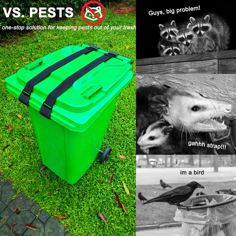 Metal Double Claw Trash Can Locks Strap for Animals,Universal Trash