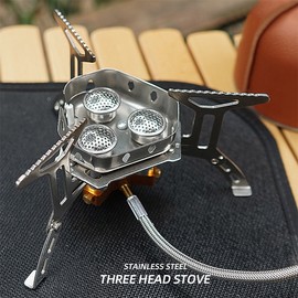 TOMSHOO 5800W Foldable Camping Gas Stove 3 Burners Piezo Ignition Lightweight Windproof Backpacking Stove Outdoor Cooking Stove for Camping Hiking Picnics