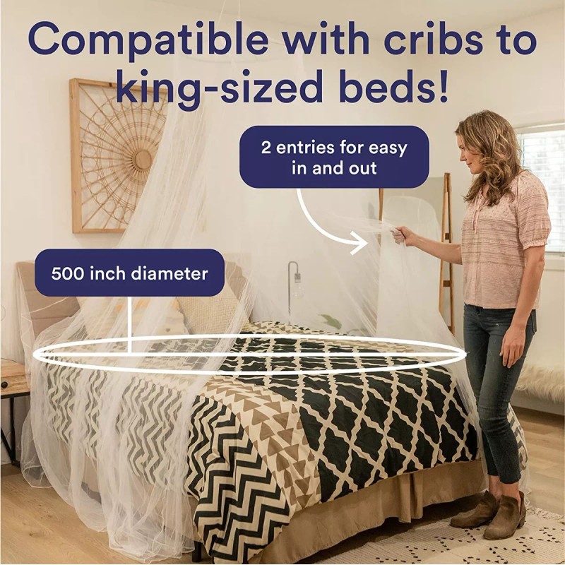 EVEN NATURALS Mosquitera Mosquitero Para Twin, Queen Y King Size,