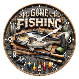 Constantplanet 20 Inch Extra Large Wall Clocks for Living Room Decor Battery Powered Wall Clock Silent Fish Analog Clock for Wall(No Solid Wood, It is with MDF Material)