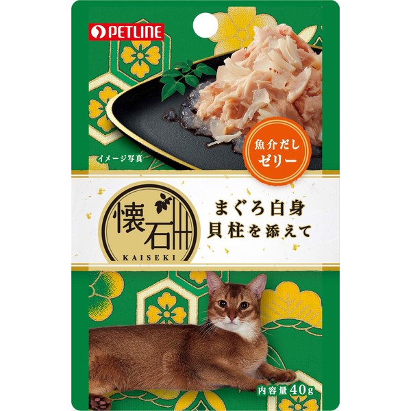Pet Line Cat Food, Kaiseki Retort, Tuna White Meat with Scallops, Seafood Jelly, Wet Pouch, 1.4 oz (40 g) x 12 Packs (Bulk Purchase)