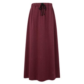 Winter Skirts for Women Long Pleated Flannel Wool Maxi Plus Size Skirts (Wine, Medium)
