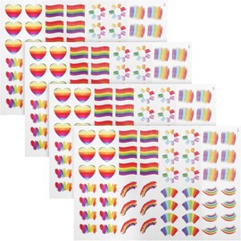 TEHAUX 4 Sheets Labels Bulk Stickers tag Pride Rainbow face Stickers Pride Rainbow Stickers Rainbow Heart Stickers Rainbow Heart Shape Decal Stickers for Pride Paper Basketball Scrapbook