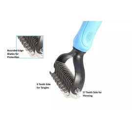 Zloye Dual Sided Pet Grooming Brush Cat Dog Undercoat Rake Comb Dematting Deshed