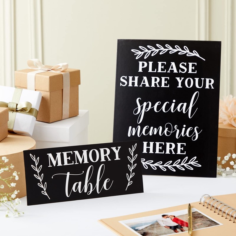 2 Card Sign Set for Funeral Memory Table, Please Share