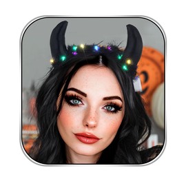 Fdesigner Light Up Horns Headband Devil Sheep Horn Headpiece Costume Hair Accessories for Adult