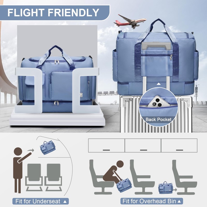 Weekender Bag for Women with Shoe Compartment, Gym Tote Bag,