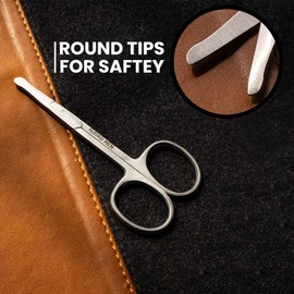 RUBAB MEN Nasal Safety Personal Grooming Scissor for Nose Hair, Beard, Mustache and Eyebrow | Safety Blunt Round Tip & Heavy Duty Non Rusting SS Metal | Travel Friendly